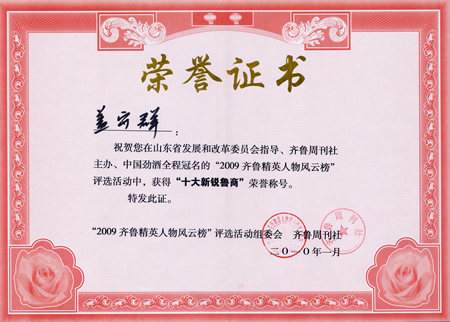 董事长荣获2009齐鲁精英人物